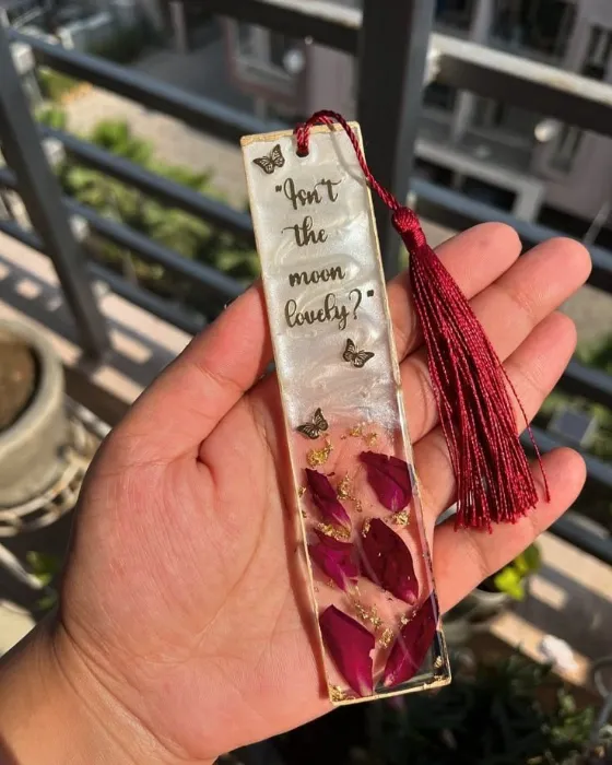 Dried Rose Bookmark with Tassel — Design #03
