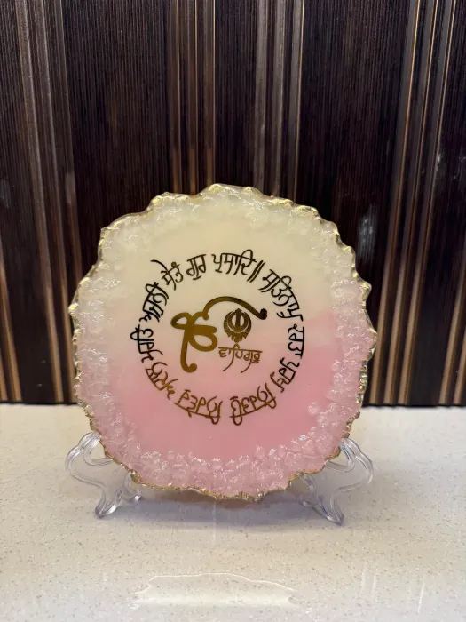 Gold-Edged Pink Ek Onkar Plaque — Design #16