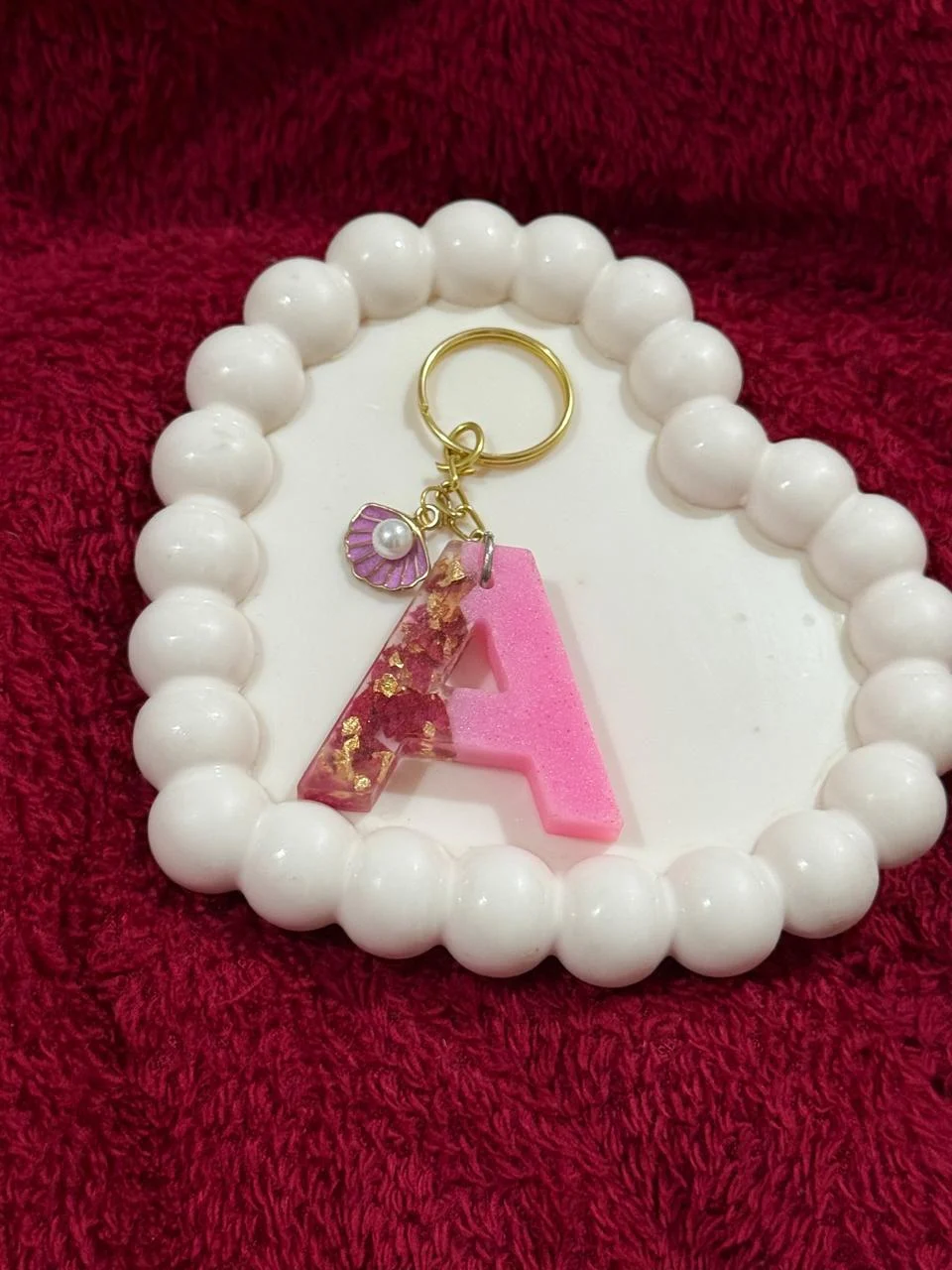 Pink A Initial Heart Trinket Dish — Design #17