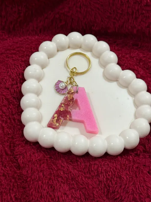 Pink A Initial Heart Trinket Dish — Design #17