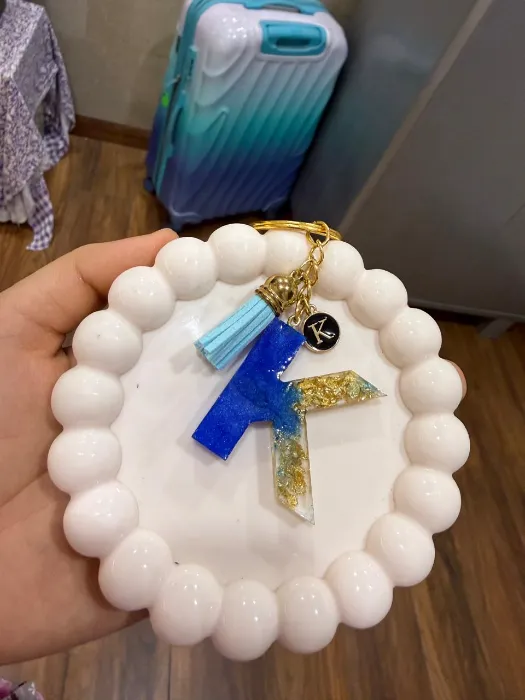 Royal Blue F Initial Keychain — Design #27