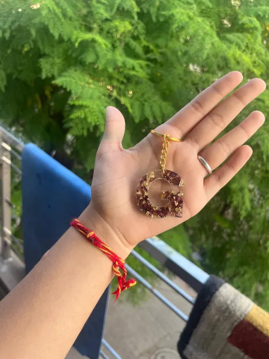 Floral Resin C Initial Keychain — Design #44