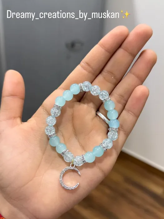 Ice Blue Moon Charm Bracelet — Design #48