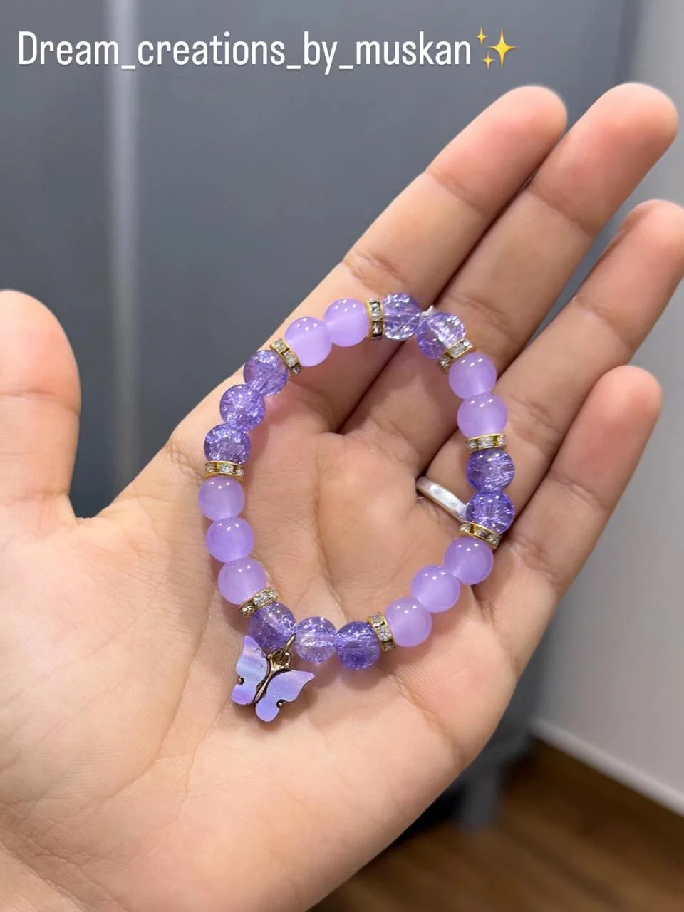Lavender Butterfly Charm Bracelet — Design #50