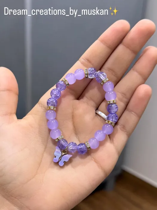 Lavender Butterfly Charm Bracelet — Design #50