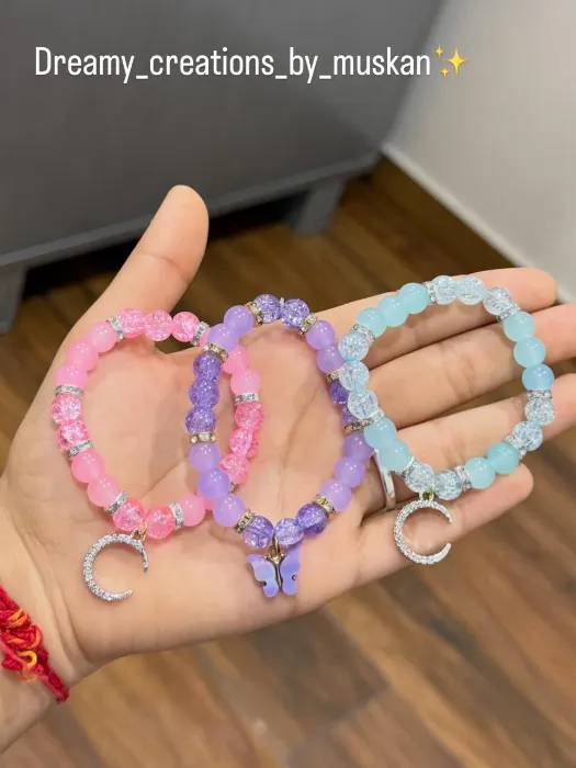 Pink Blue Charm Bracelet Set — Design #51