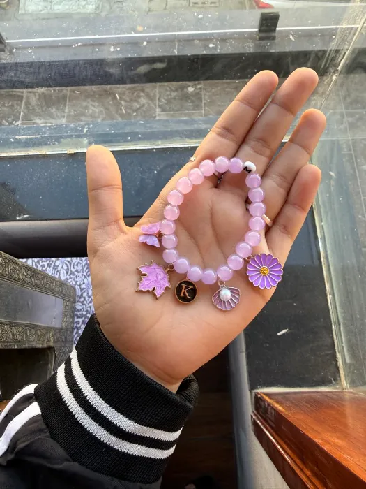 Pink Floral Charm Bracelet — Design #52
