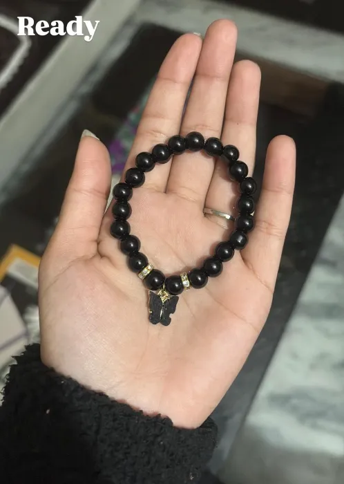 Black Butterfly Charm Bracelet — Design #55