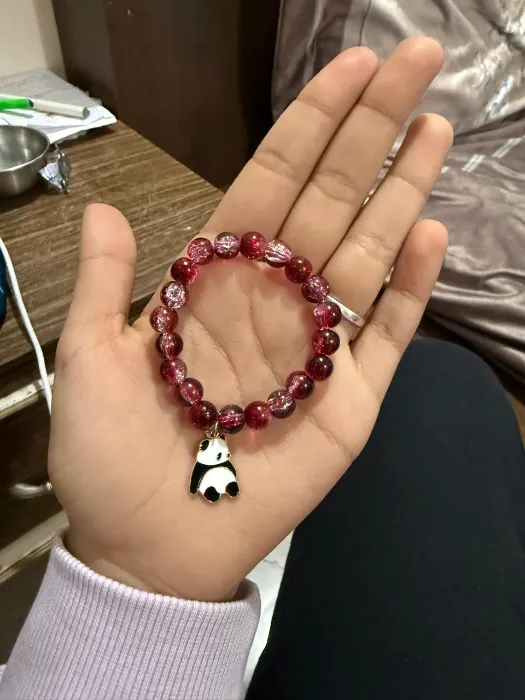 Burgundy Beaded Charm Bracelet — Design #57