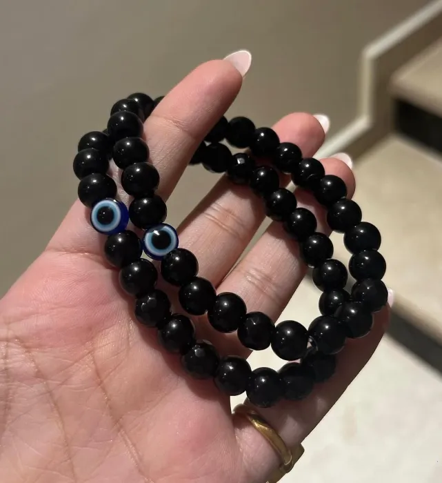 Black Bead Evil Eye Bracelets — Design #60