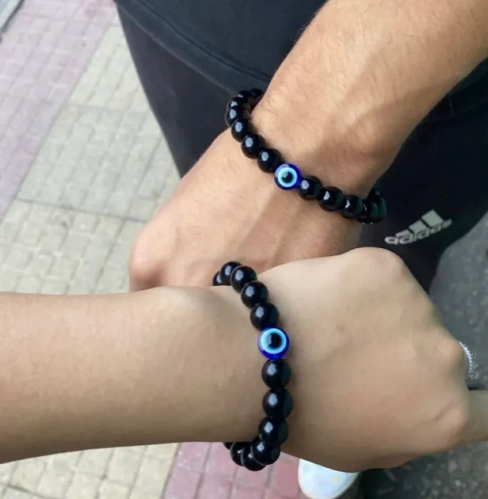 Matching Black Evil Eye Couple Bracelets — Design #62